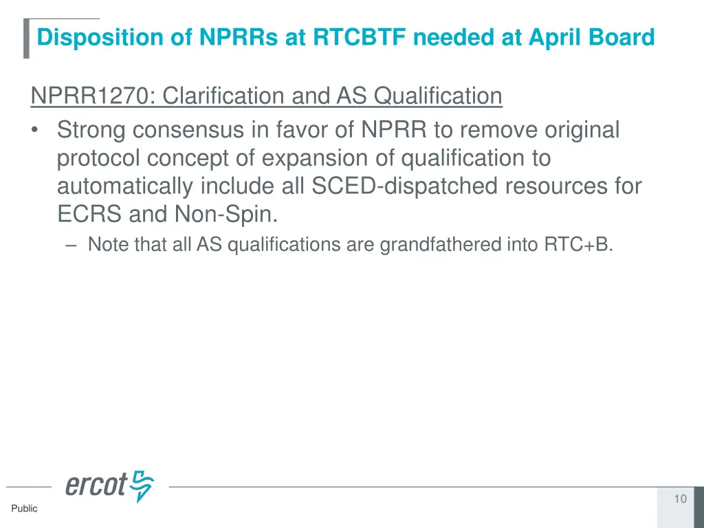 disposition of nprrs at rtcbtf needed at april 3