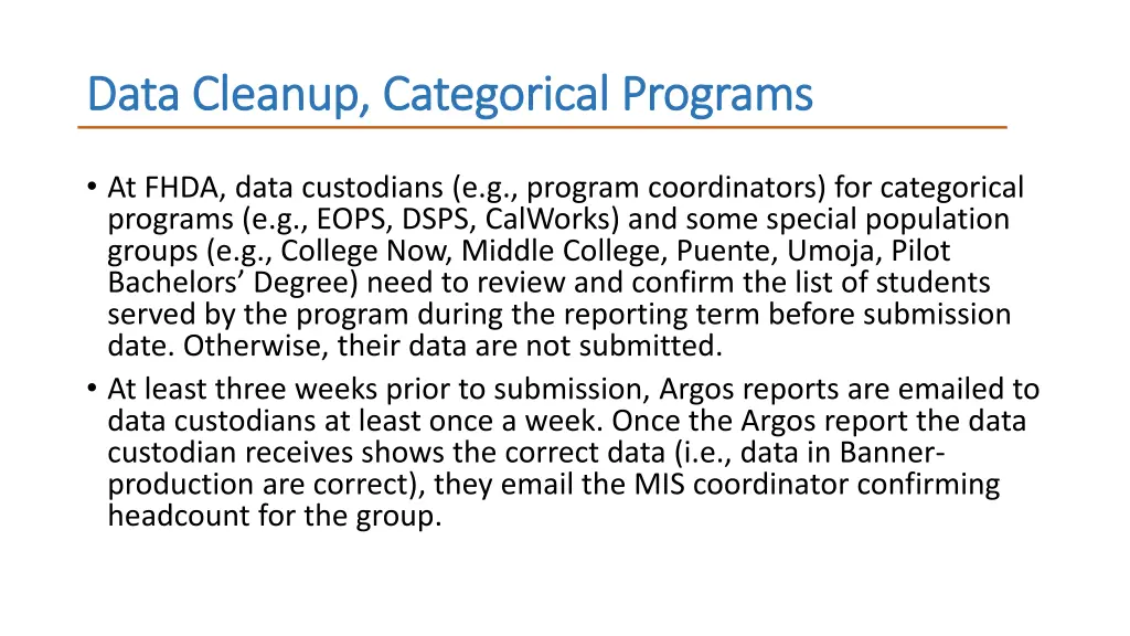 data cleanup categorical programs data cleanup