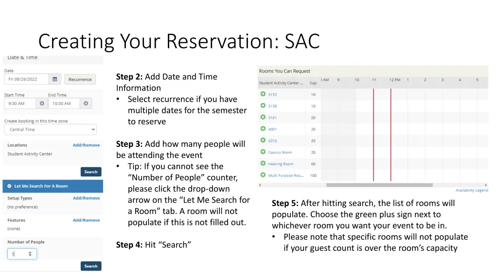 creating your reservation sac 1