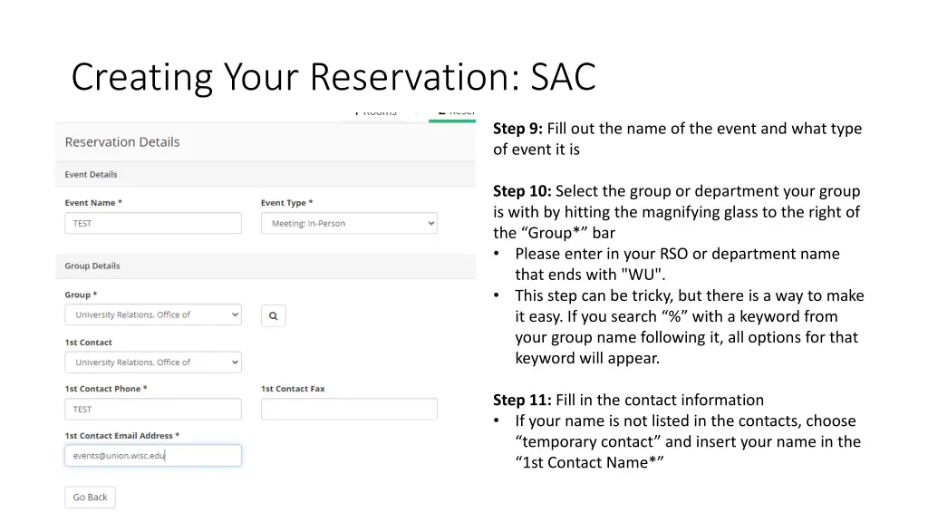 creating your reservation sac 3