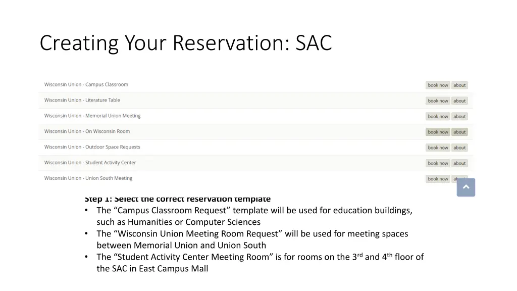 creating your reservation sac