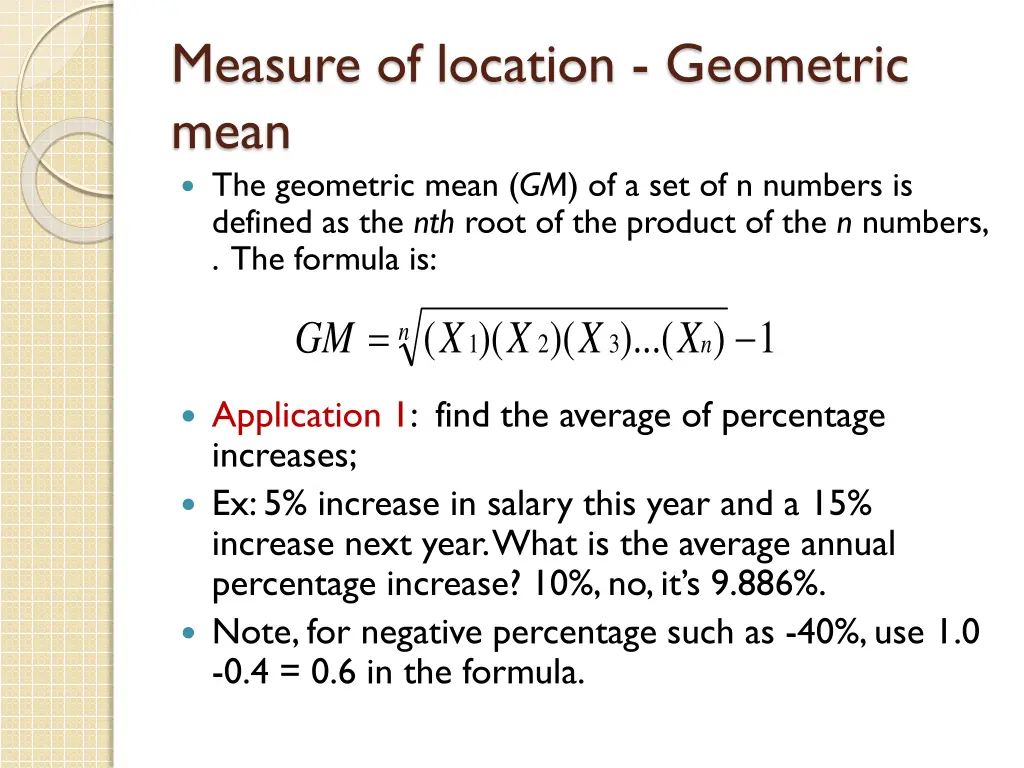 measure of location geometric mean the geometric