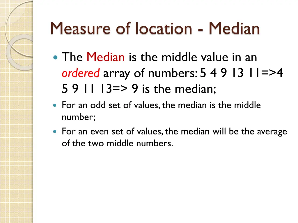 measure of location median
