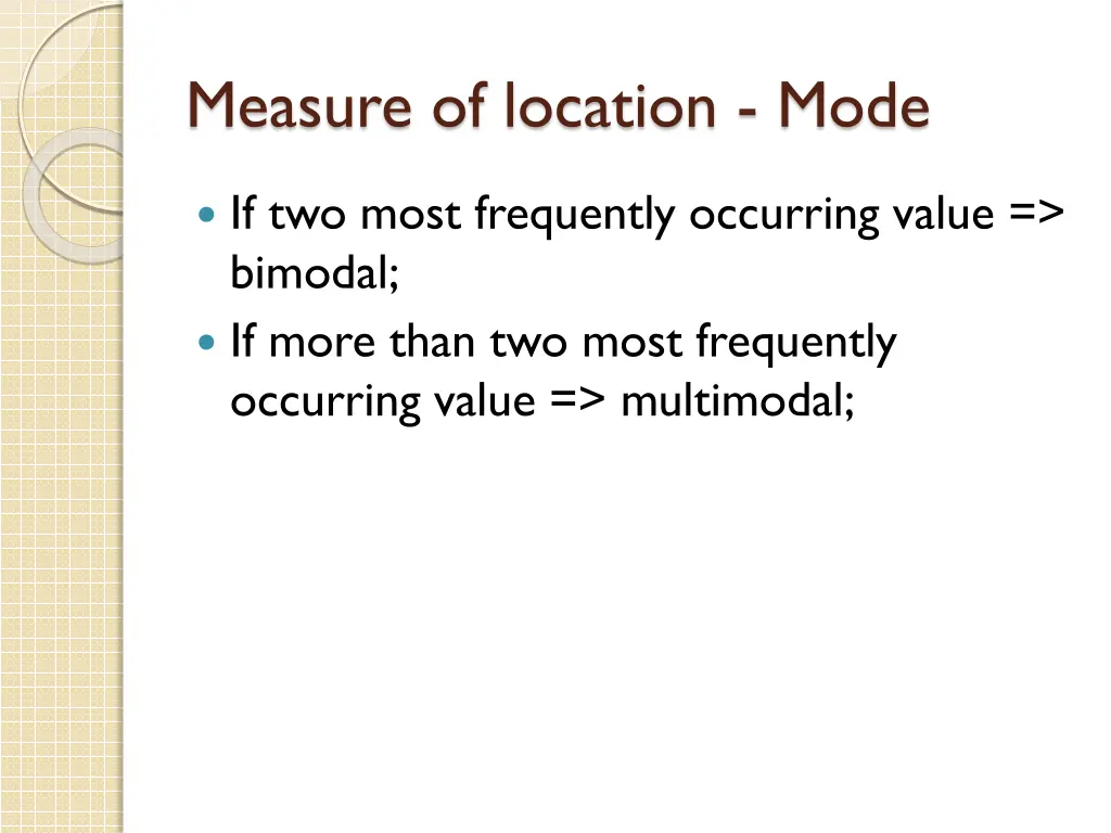 measure of location mode 1