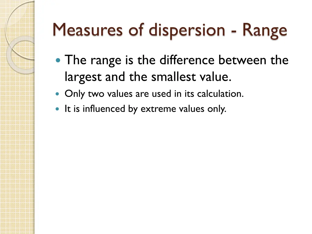 measures of dispersion range