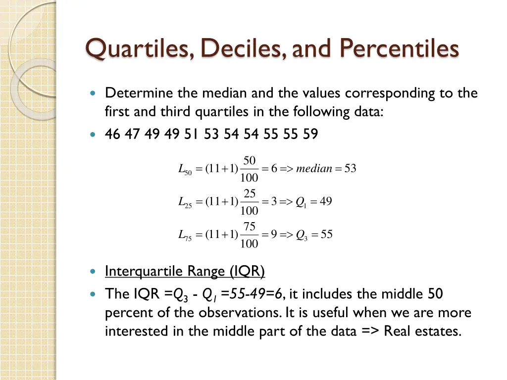 quartiles deciles and percentiles 1