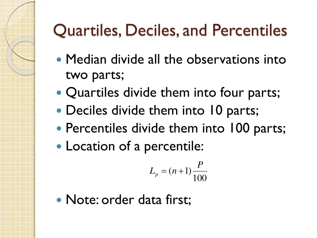 quartiles deciles and percentiles