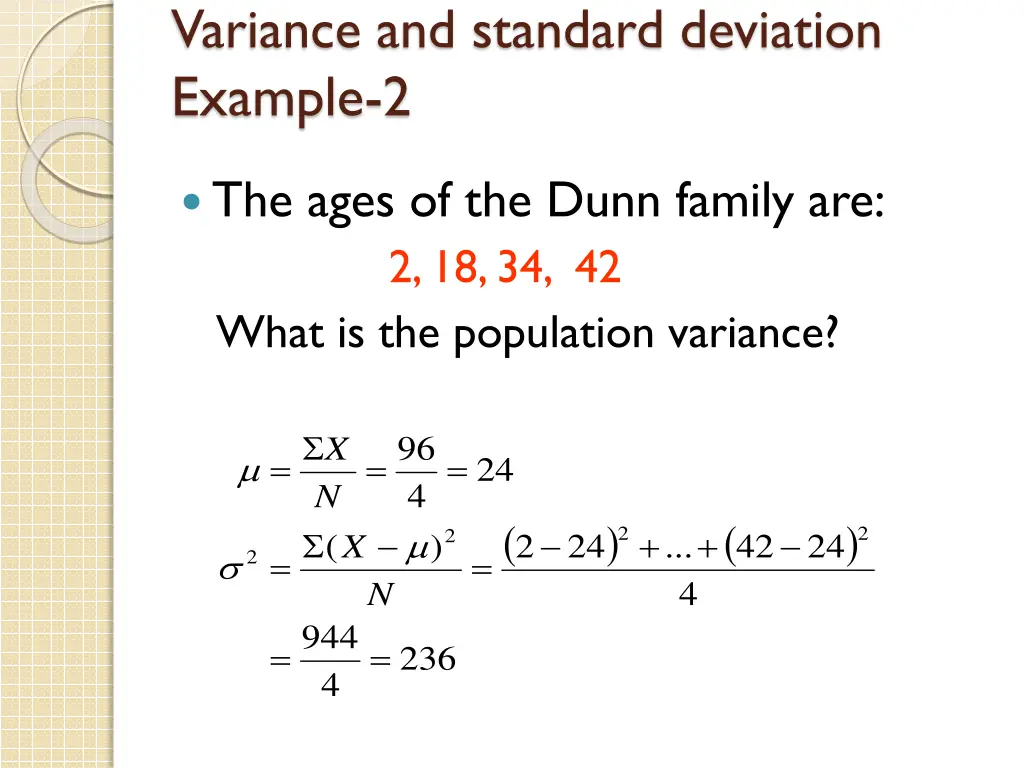 variance and standard deviation example 2