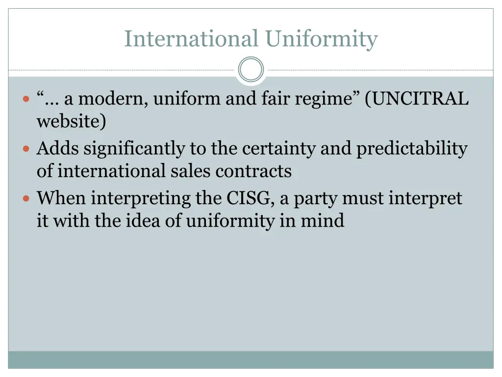 international uniformity