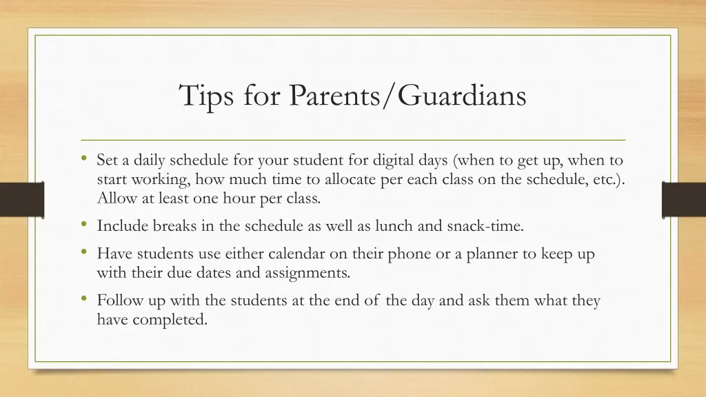 tips for parents guardians