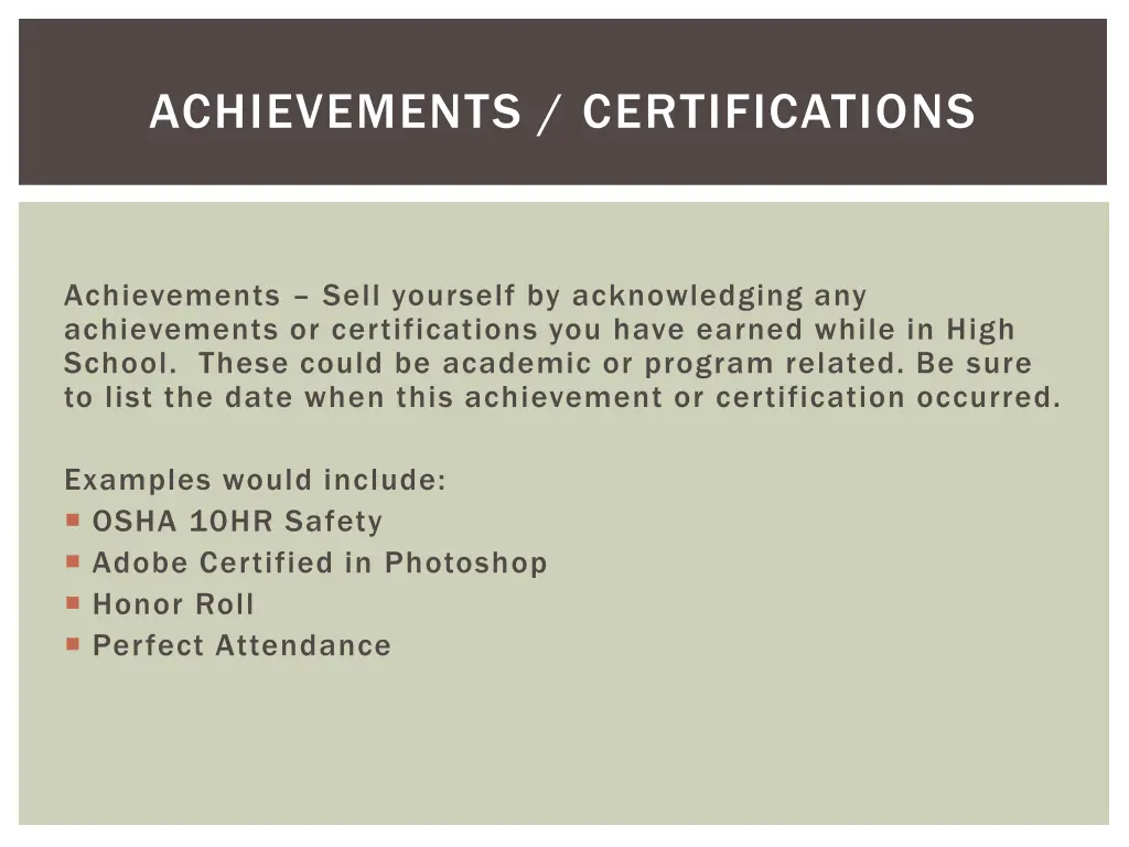 achievements certifications