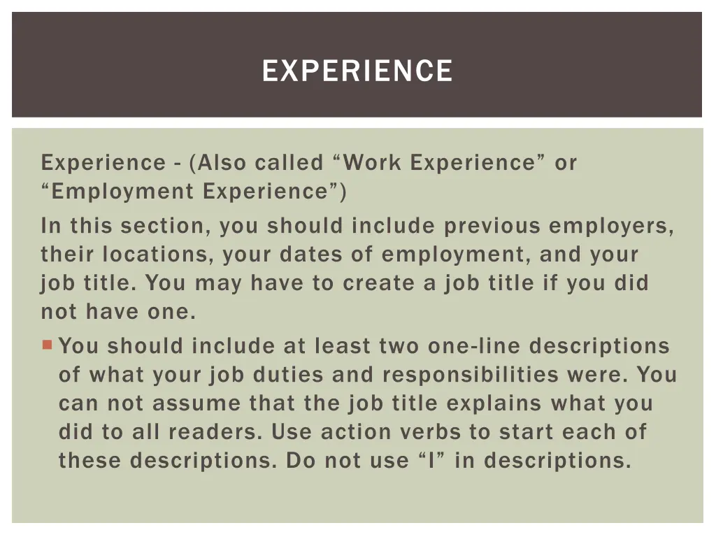 experience