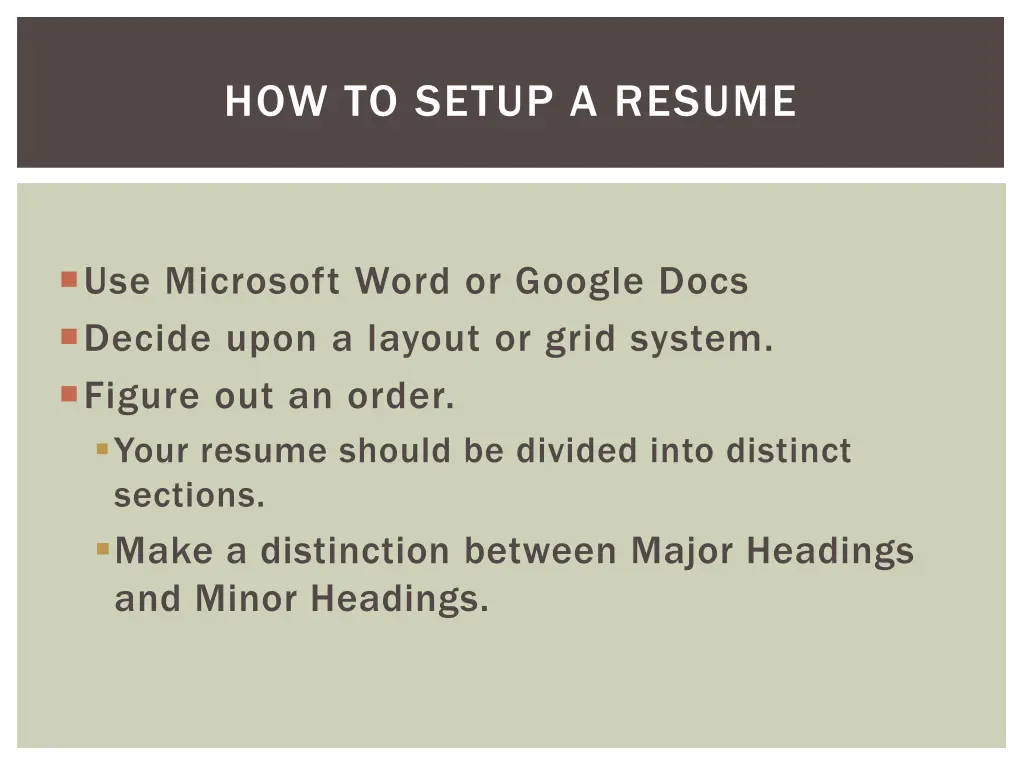 how to setup a resume