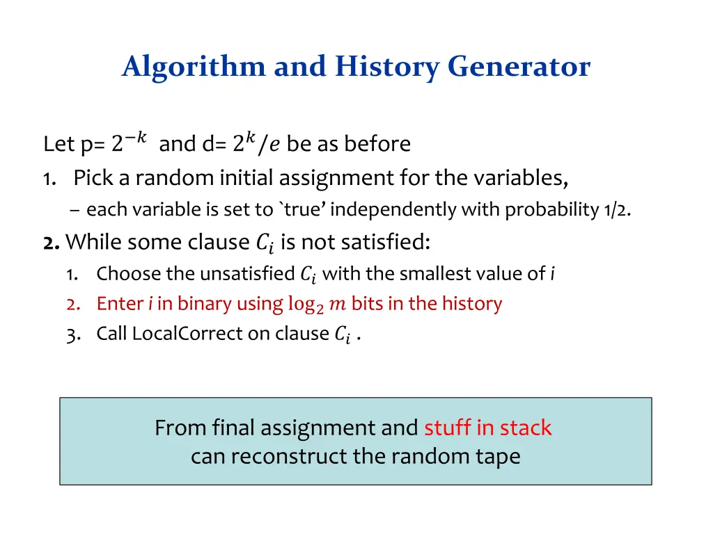 algorithm and history generator