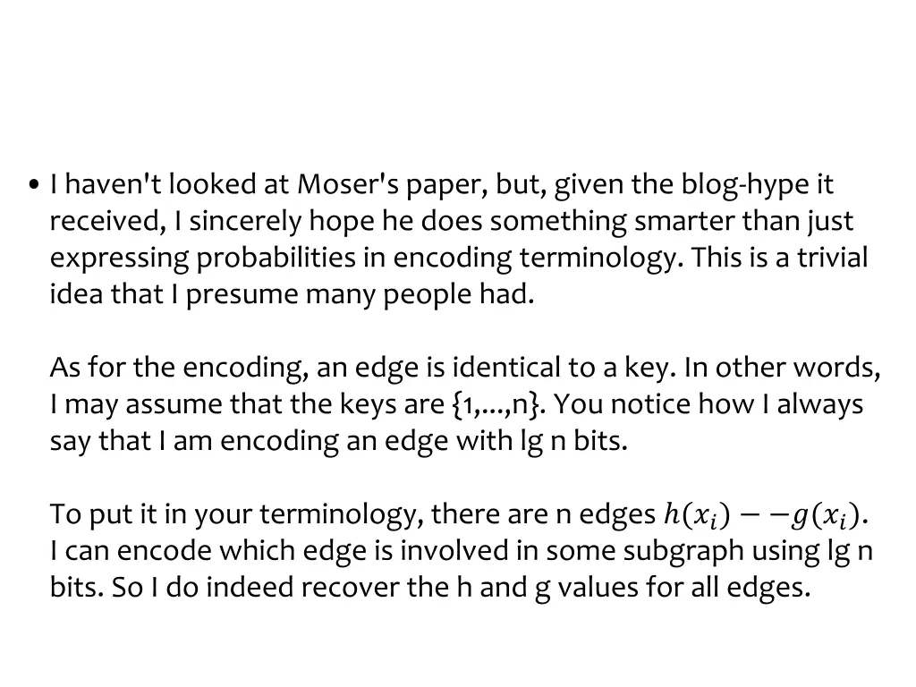 i haven t looked at moser s paper but given
