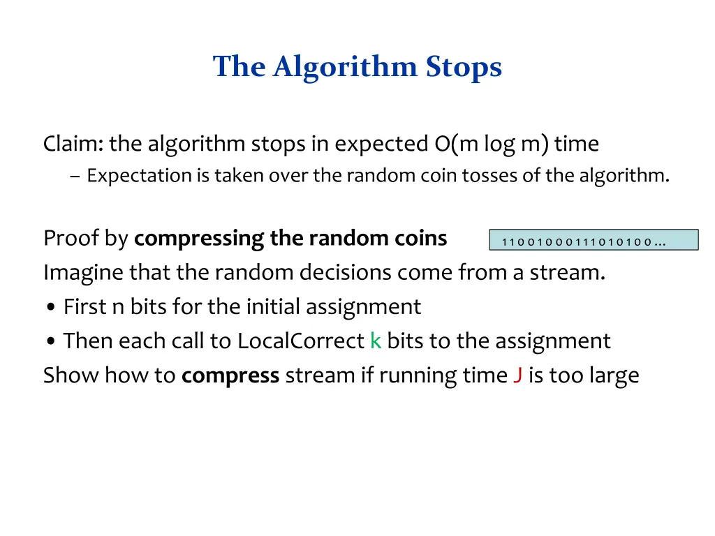 the algorithm stops