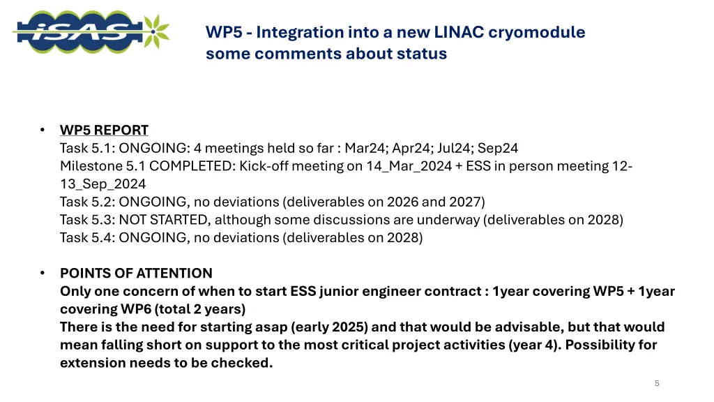 wp5 integration into a new linac cryomodule some