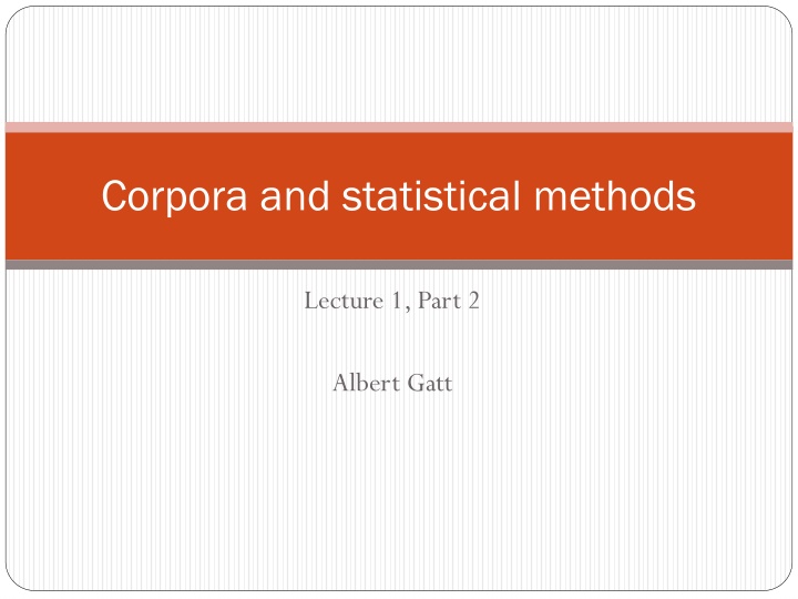 corpora and statistical methods