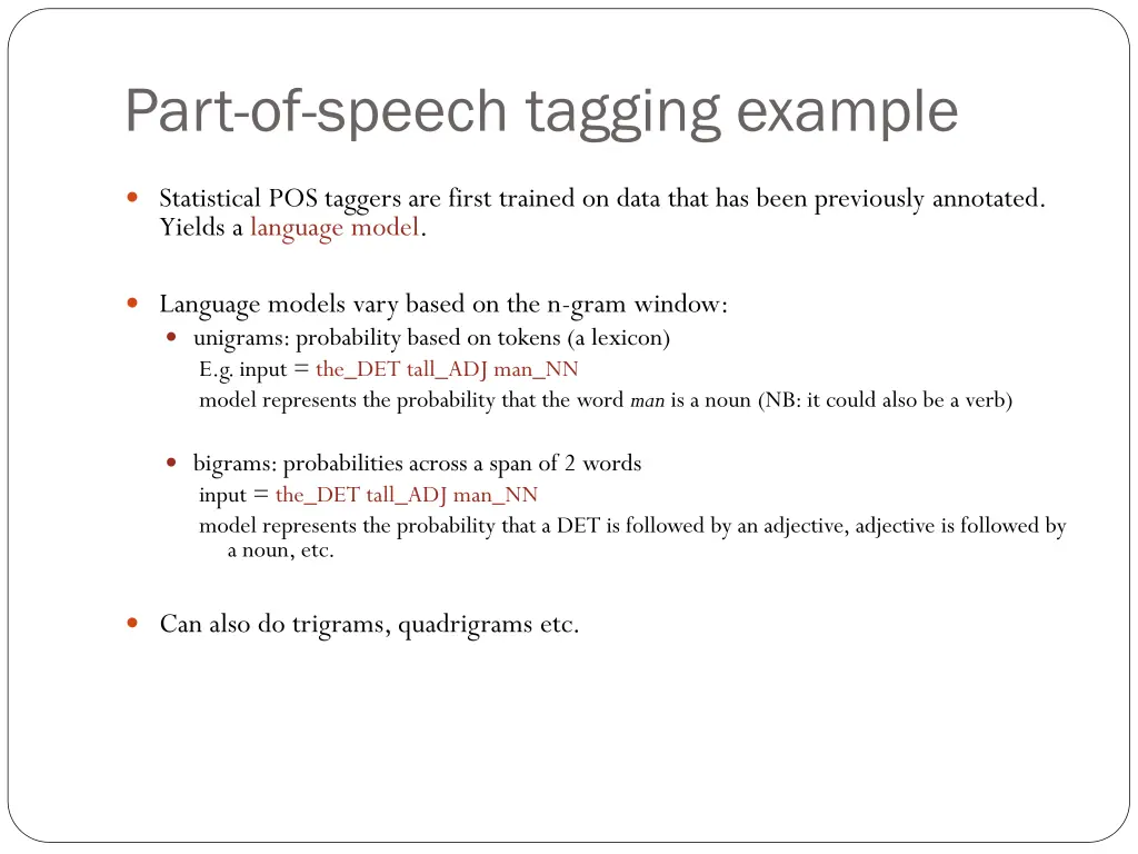 part of speech tagging example