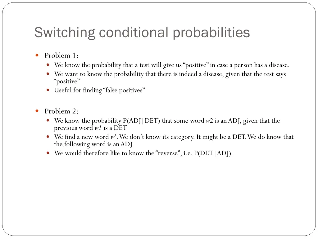 switching conditional probabilities