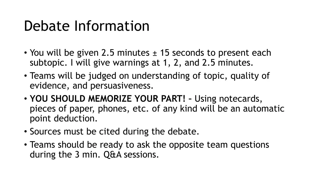 debate information