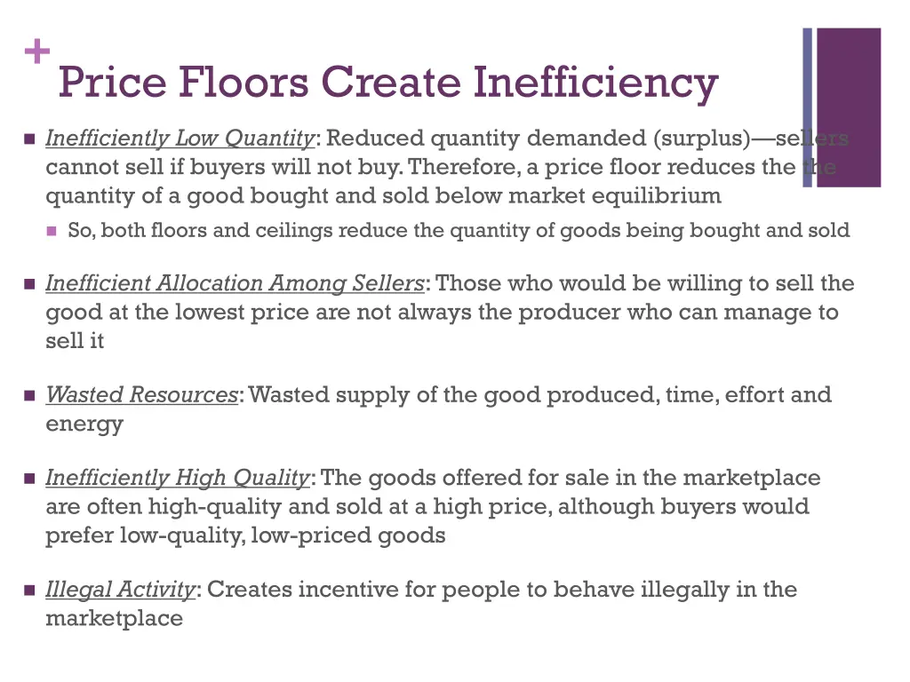 price floors create inefficiency