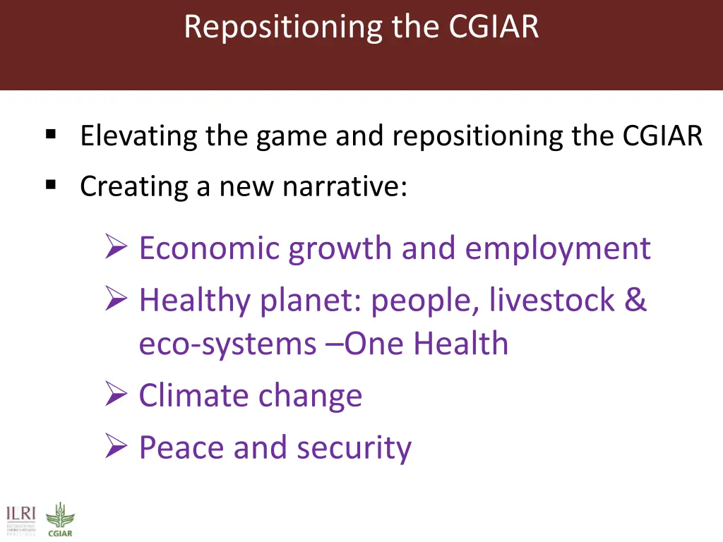 repositioning the cgiar