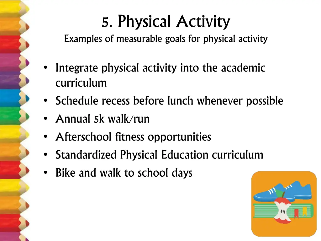 5 physical activity examples of measurable goals