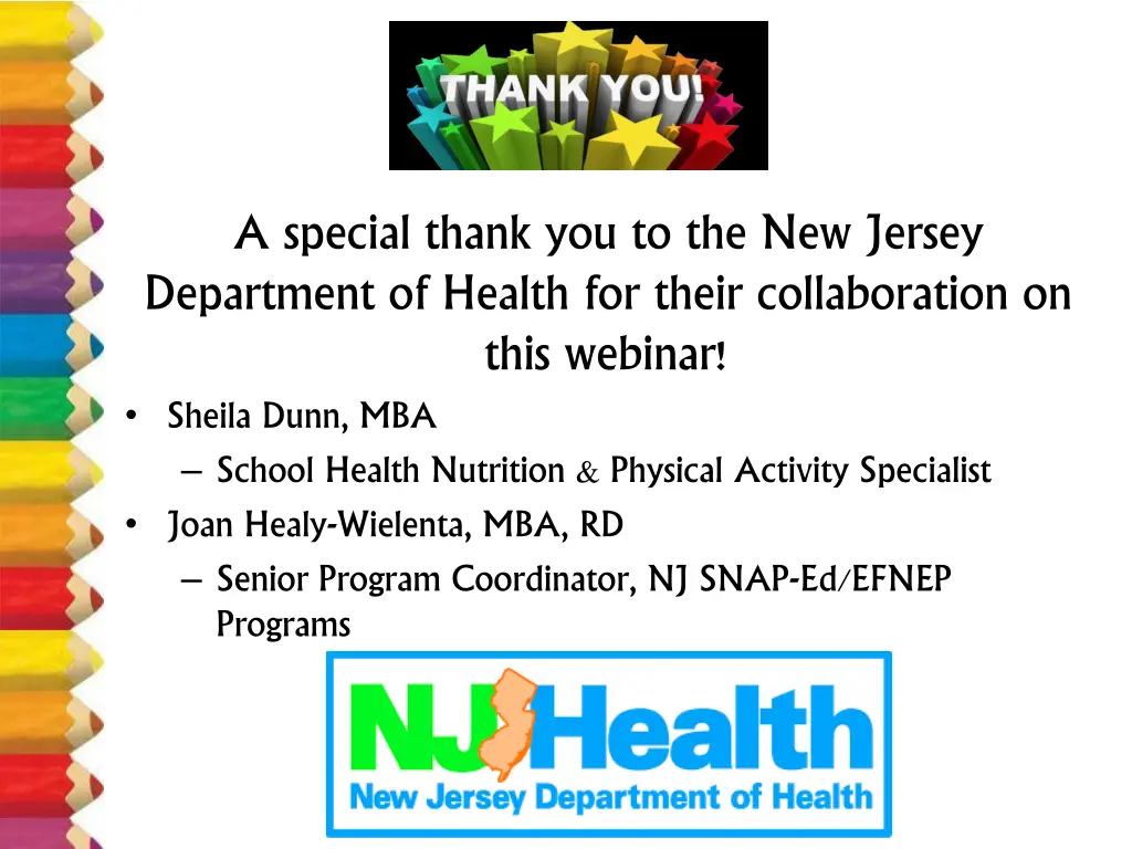 a special thank you to the new jersey department