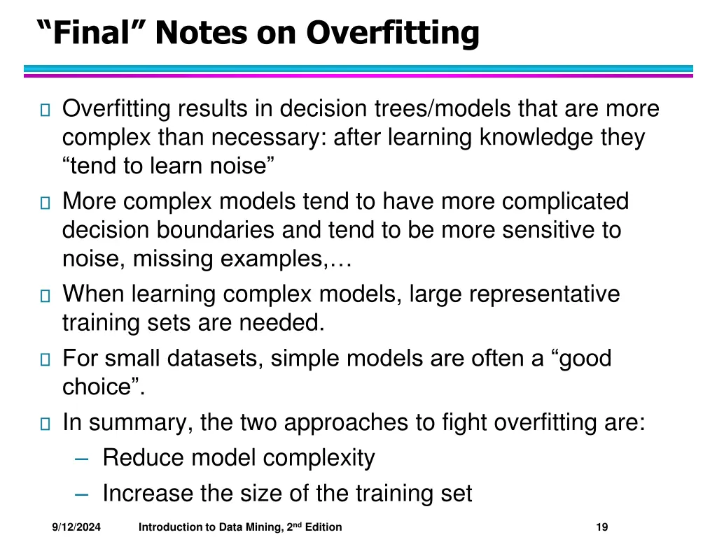 final notes on overfitting
