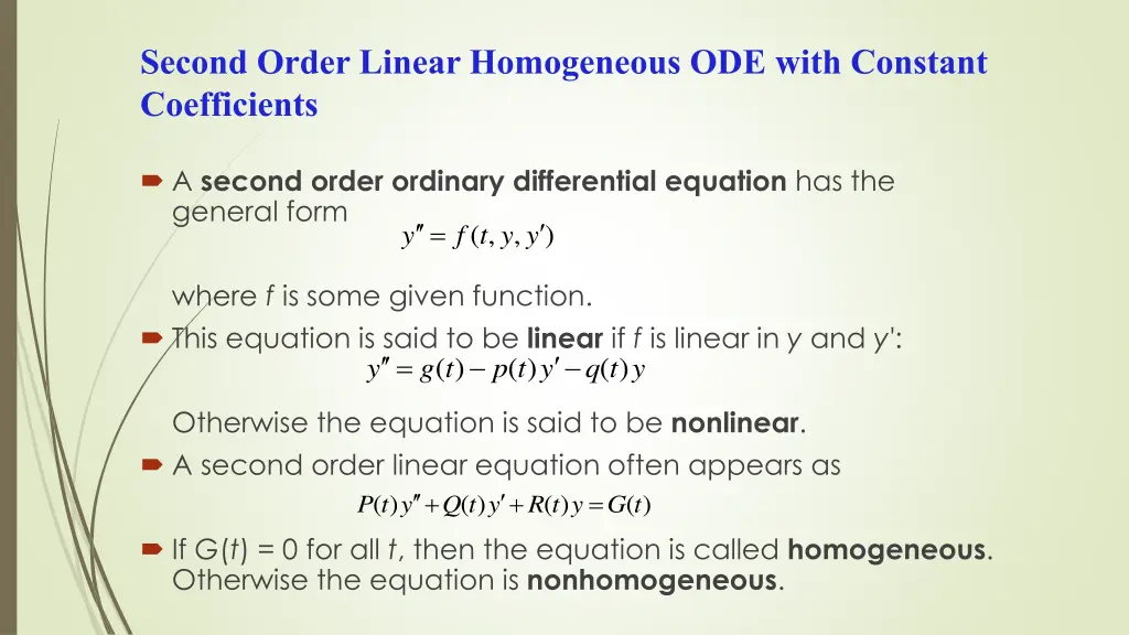 second order linear homogeneous ode with constant