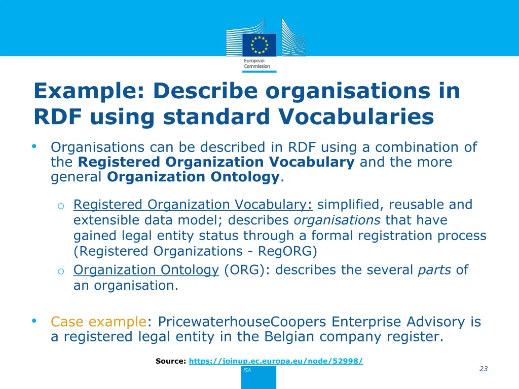 example describe organisations in rdf using