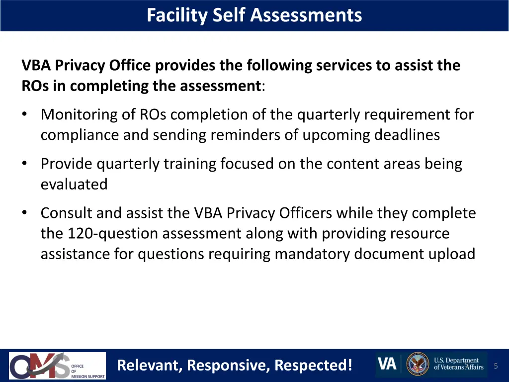 facility self assessments