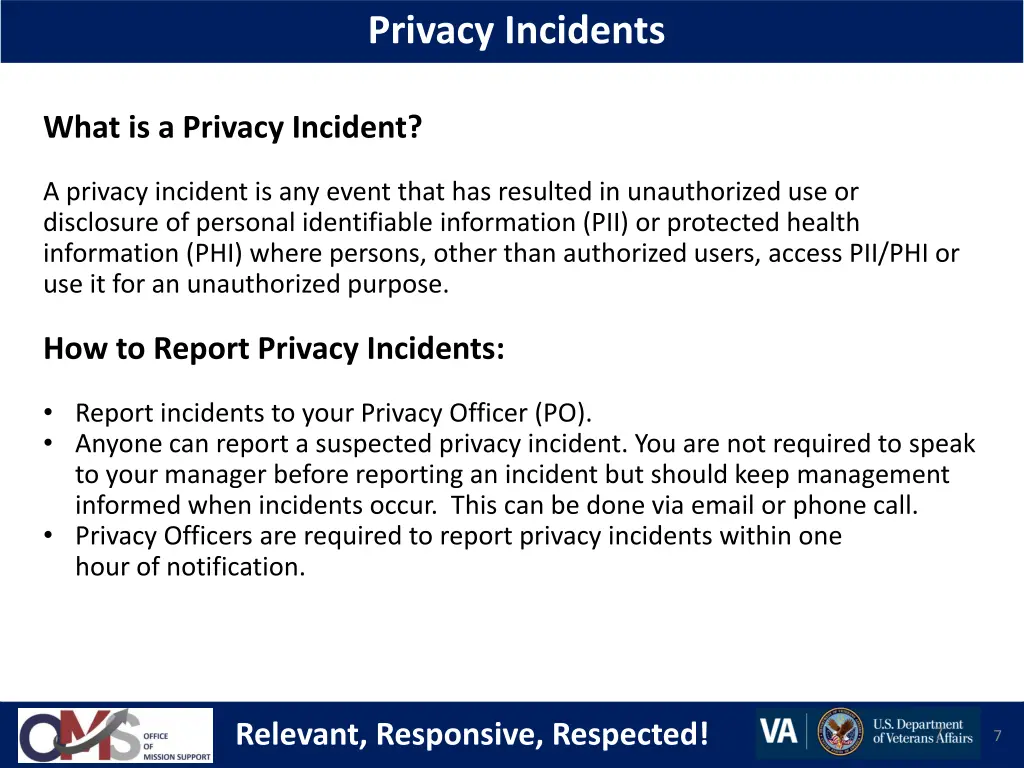 privacy incidents