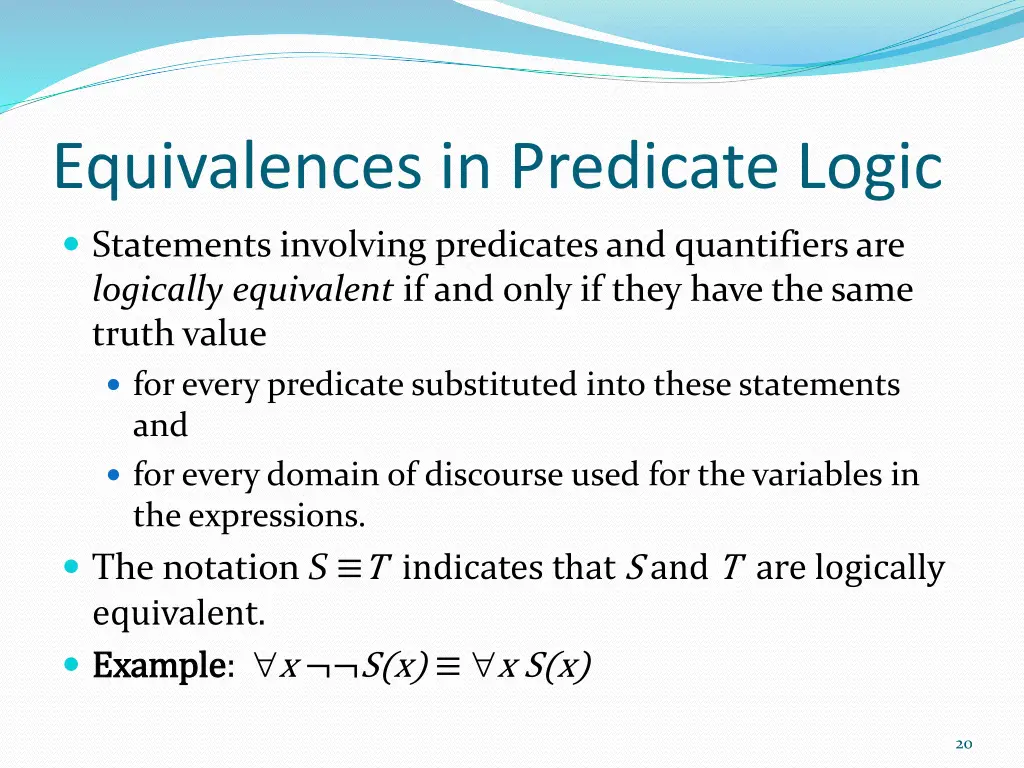 equivalences in predicate logic