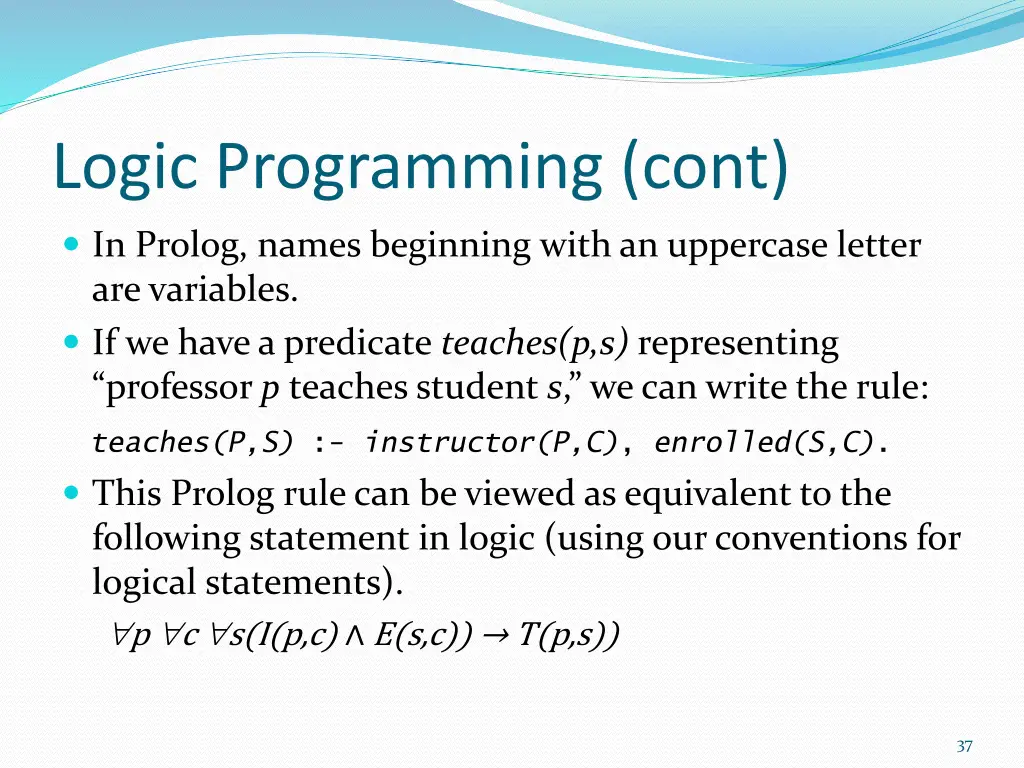 logic programming cont