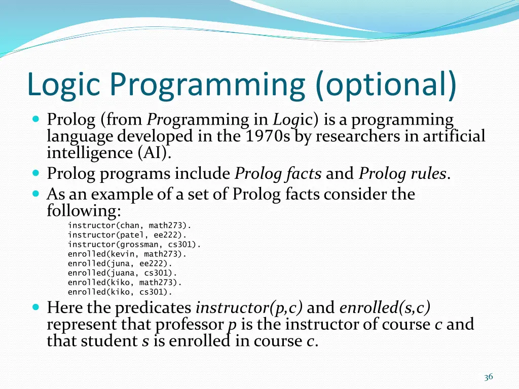 logic programming optional prolog from