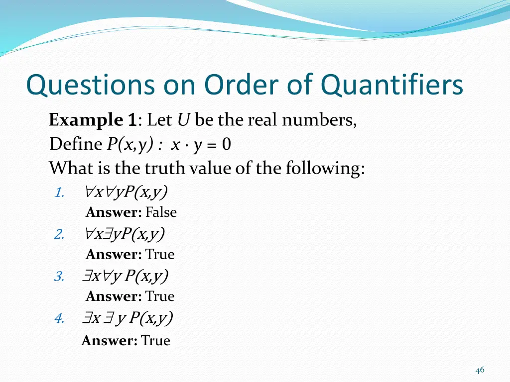 questions on order of quantifiers example