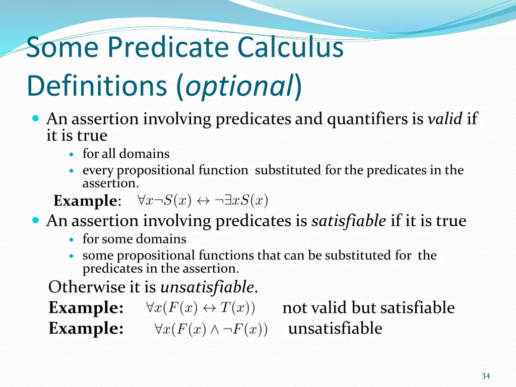 some predicate calculus definitions optional