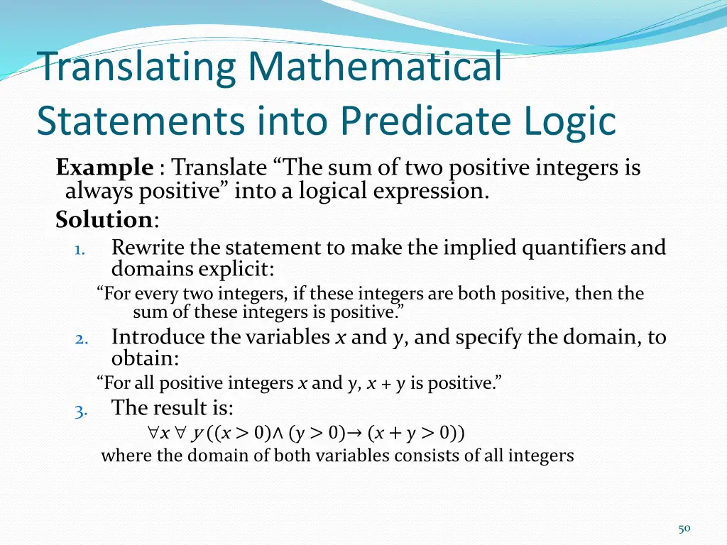 translating mathematical statements into