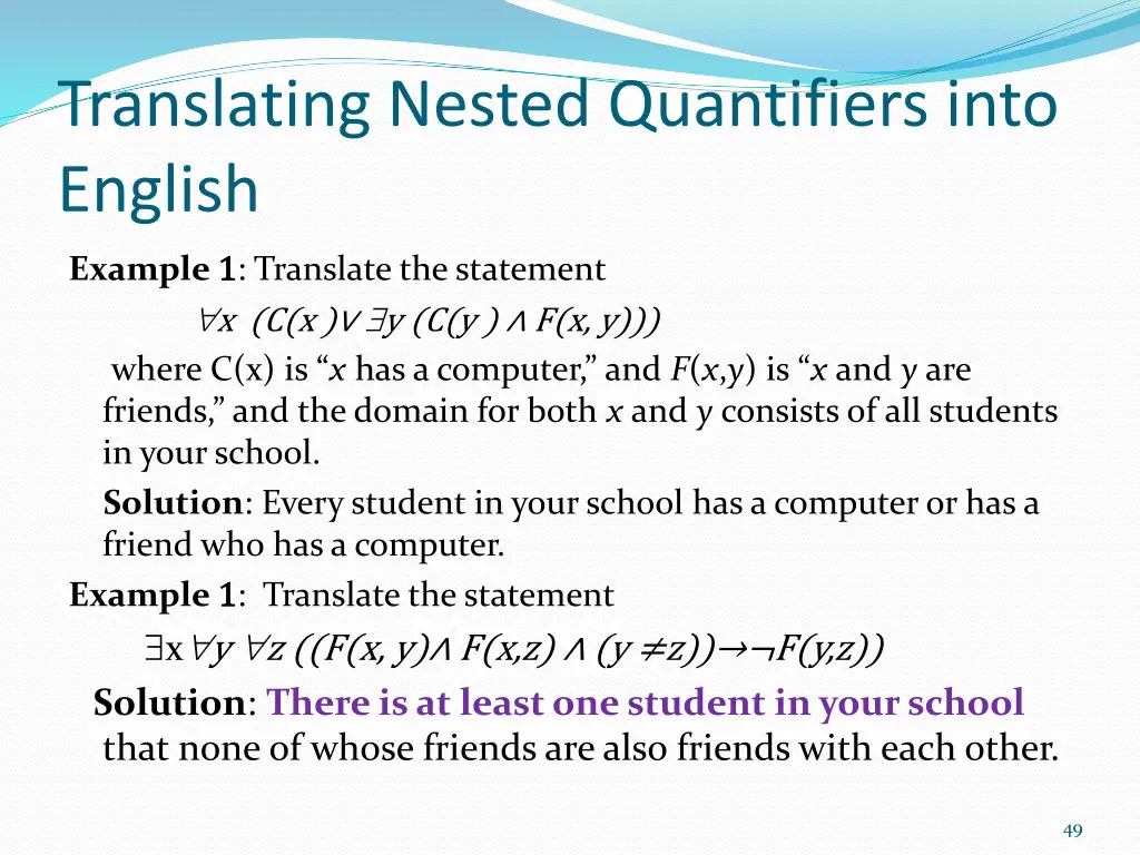 translating nested quantifiers into english