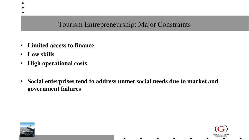 tourism entrepreneurship major constraints
