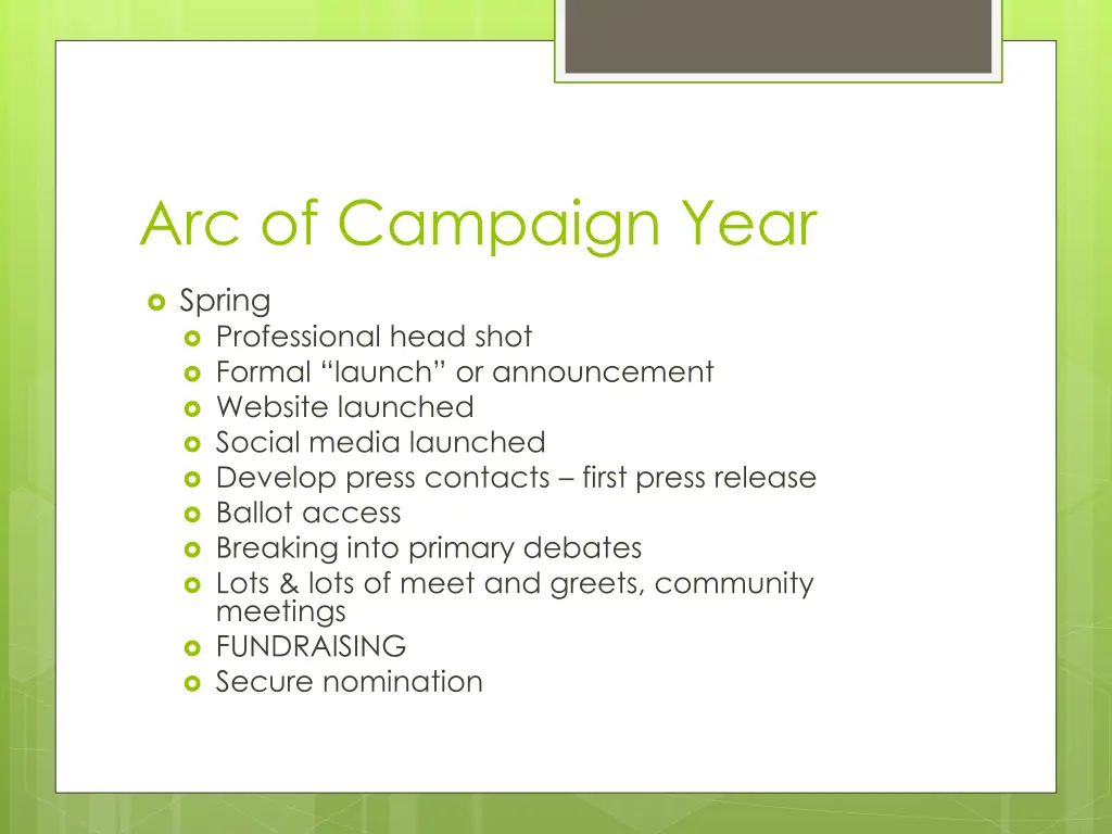arc of campaign year 1