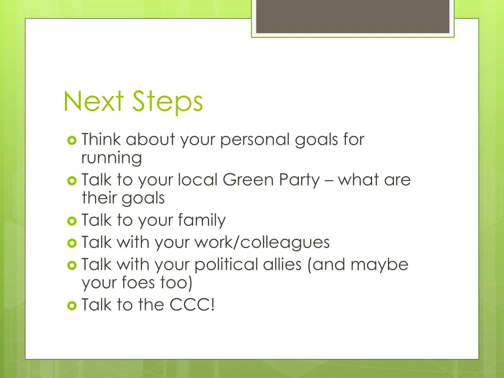 next steps