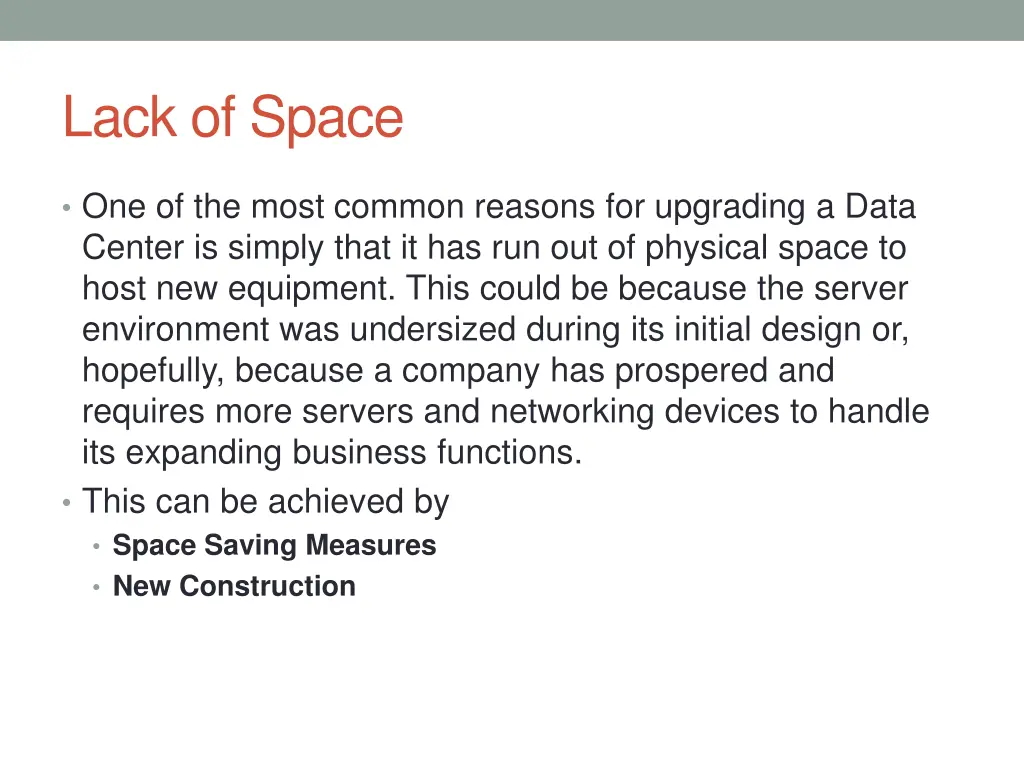 lack of space