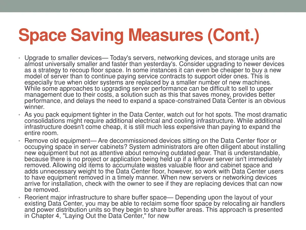 space saving measures cont