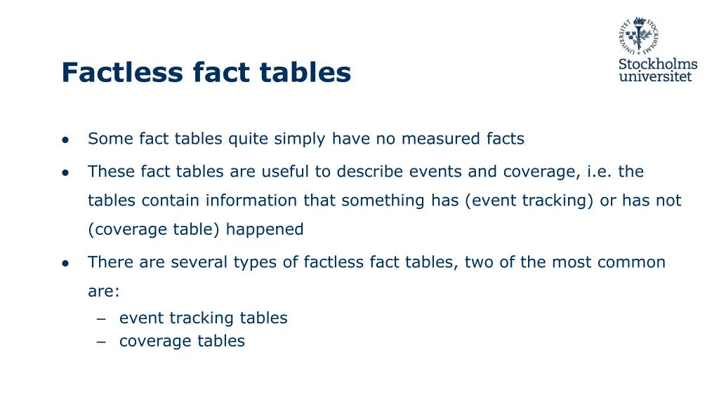 factless fact tables