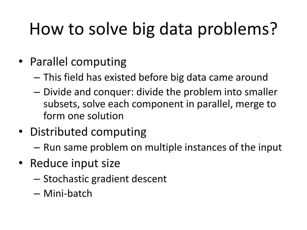 how to solve big data problems