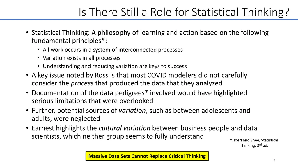 is there still a role for statistical thinking