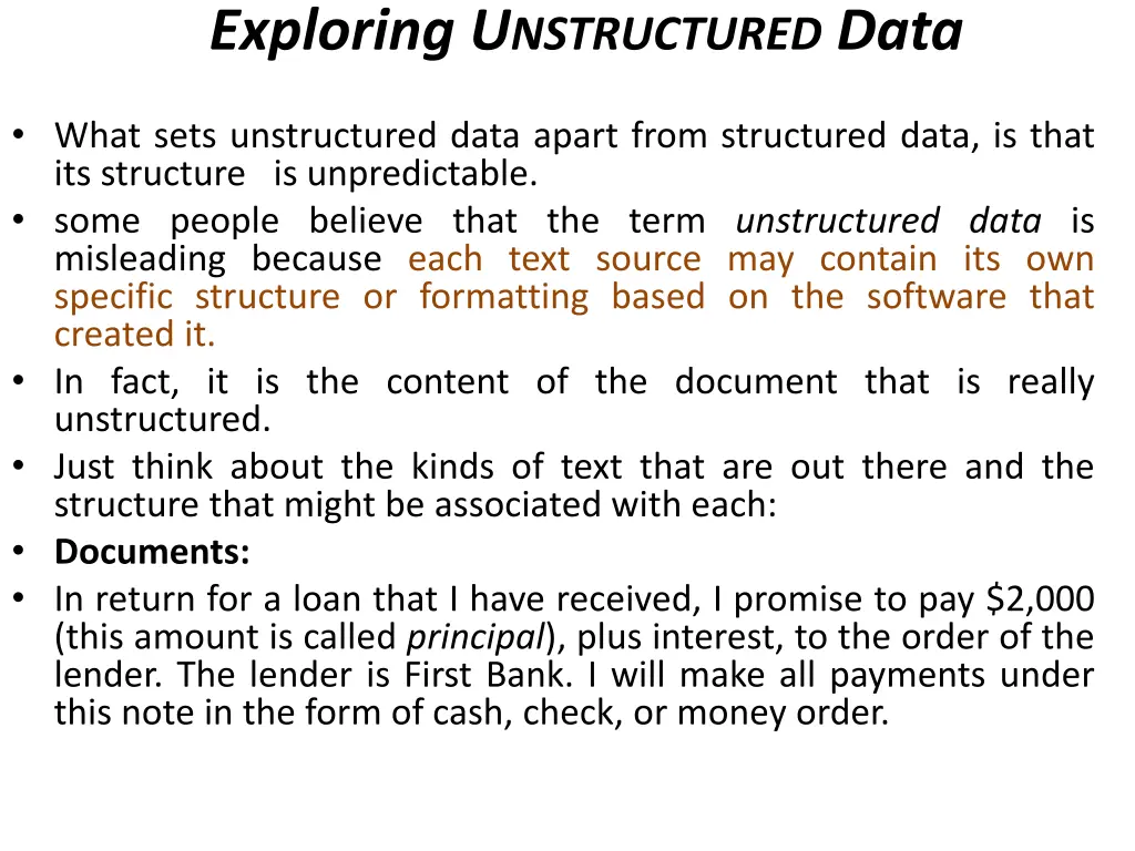 exploring u nstructured data